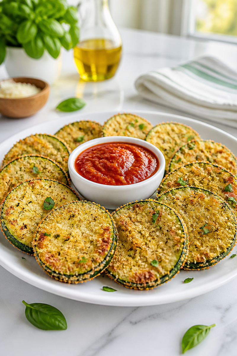 Crispy Baked Zucchini Basil Parmesan Chip Crispy Baked Zucchini Basil Parmesan Chip