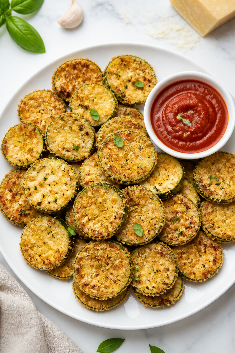 Crispy Baked Zucchini Basil Parmesan Chip Crispy Baked Zucchini Basil Parmesan Chip