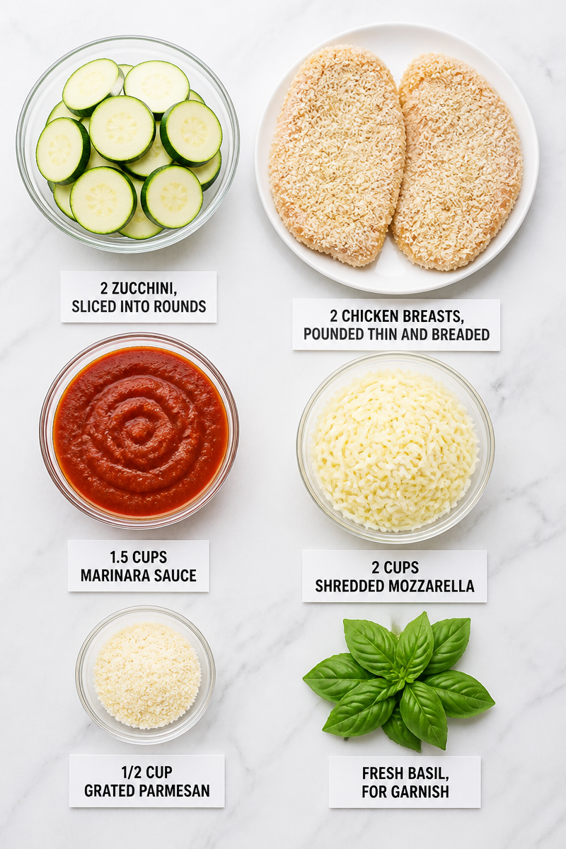 Crispy Baked Zucchini Chicken Parmesan Stack
