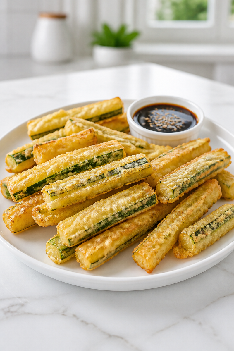 Crispy Baked Zucchini Tempura Style