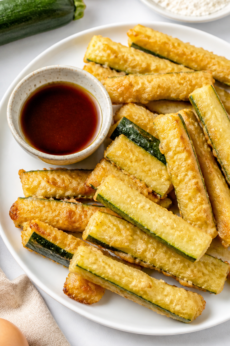 Crispy Baked Zucchini Tempura Style