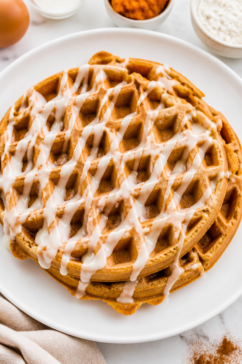 Crispy Pumpkin Waffle Cream Cheese Glaze Crispy Pumpkin Waffle Cream Cheese Glaze