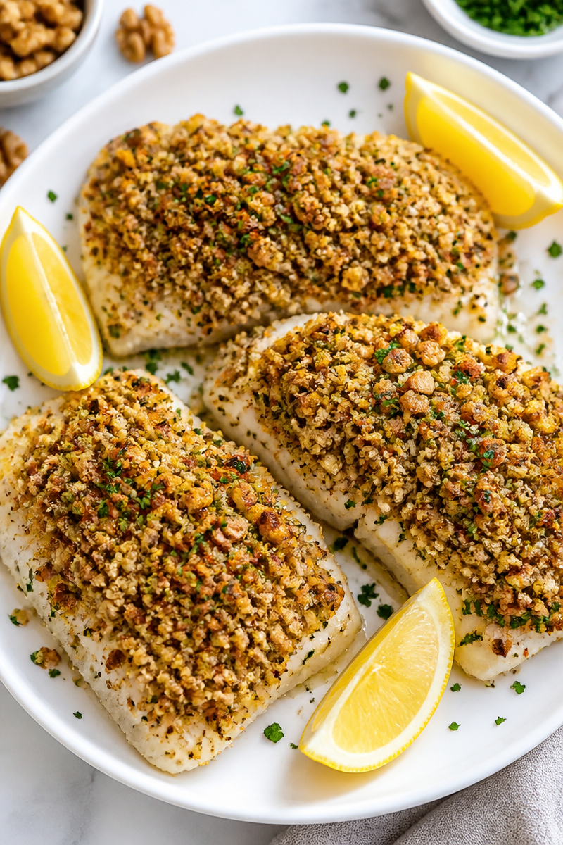 Crispy Walnut Crusted Baked Cod Crispy Walnut Crusted Baked Cod