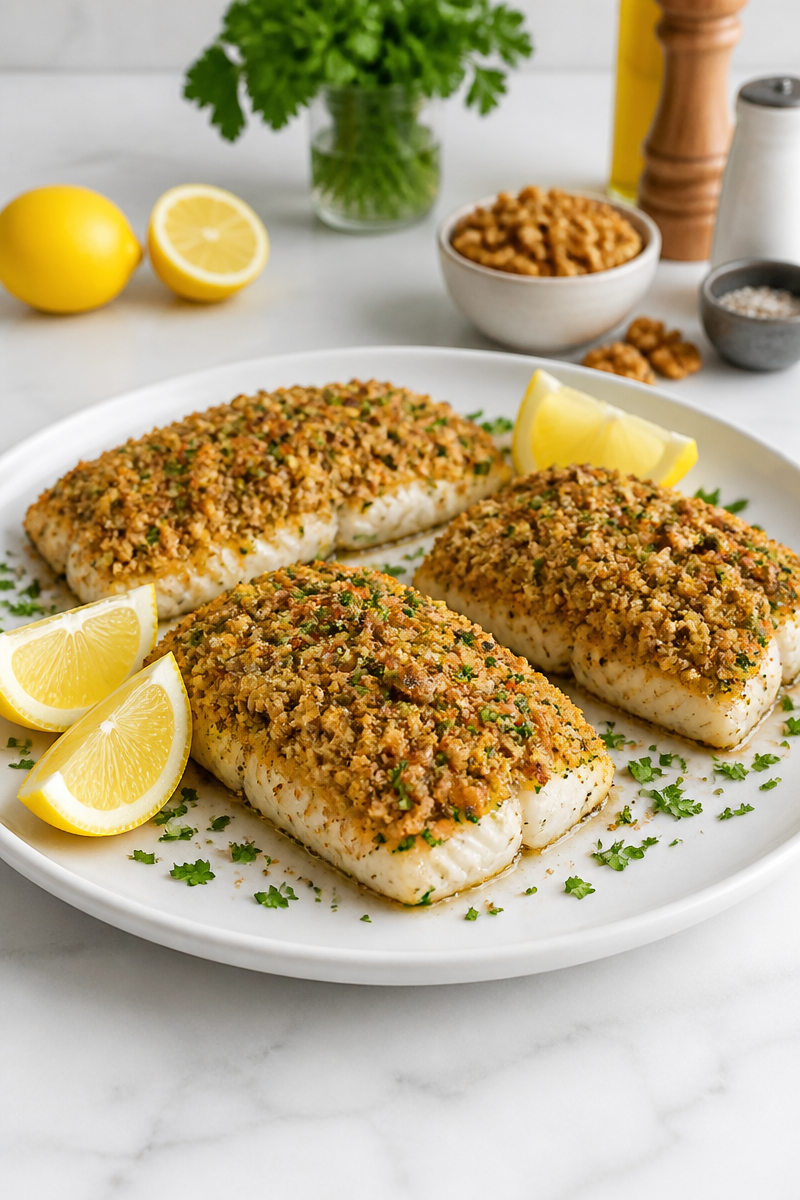 Crispy Walnut Crusted Baked Cod Crispy Walnut Crusted Baked Cod