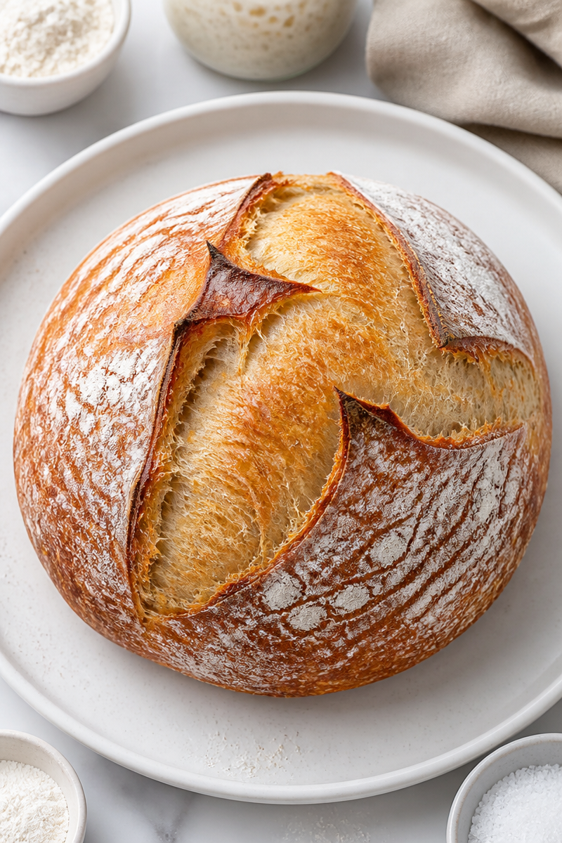 Crusty Homemade Sourdough Bread Loaf