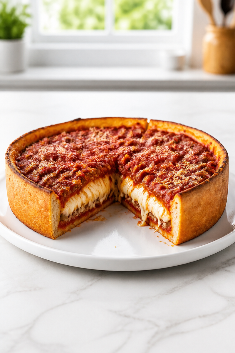 Deep Dish Chicago Style Pizza Deep Dish Chicago Style Pizza