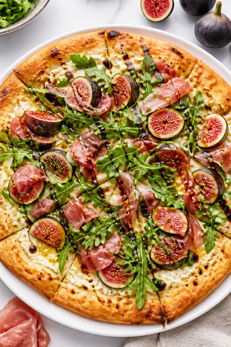 Fig Prosciutto Arugula White Pizza
