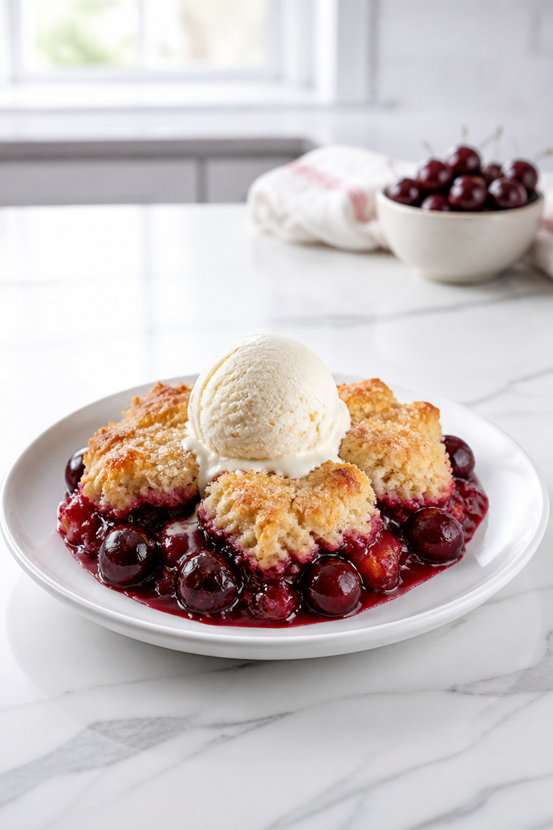 Fresh Cherry Cobbler Dessert Recipe