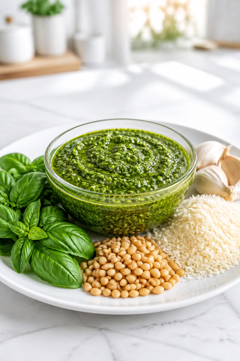 Fresh Homemade Basil Pesto Sauce
