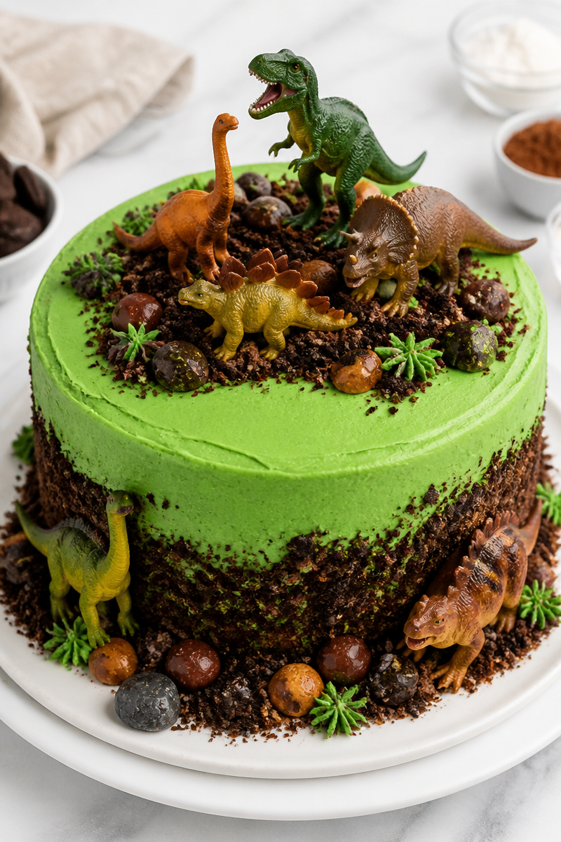 Fun Dinosaur Birthday Chocolate Cake