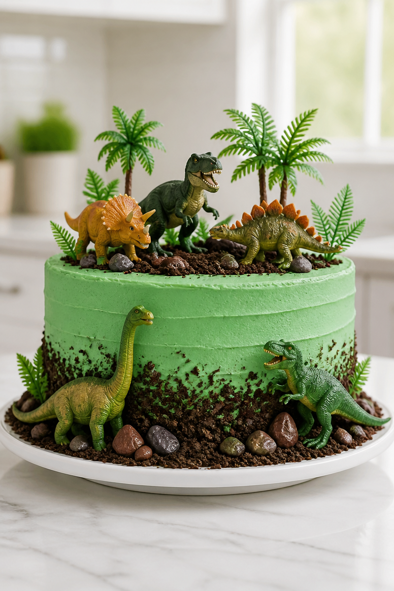 Fun Dinosaur Birthday Chocolate Cake
