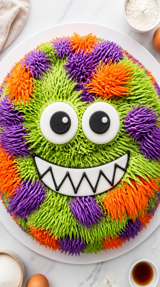 Funny Monster Face Halloween Cake