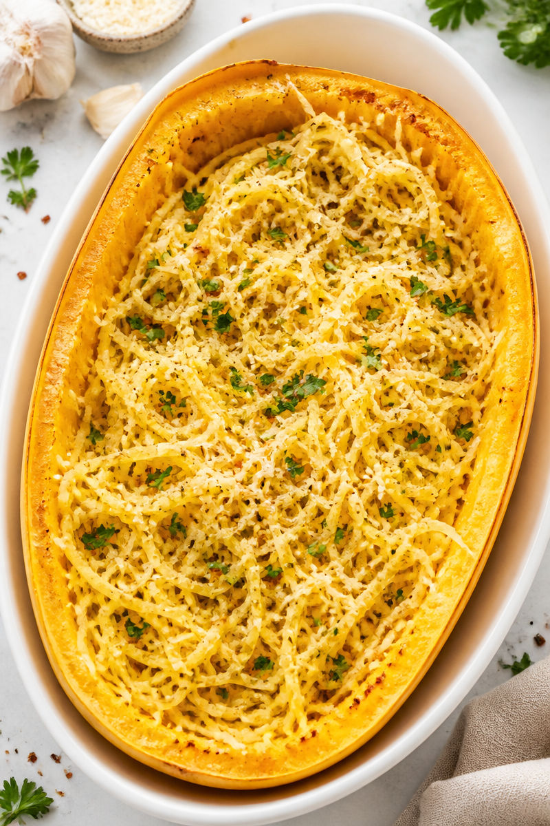 Garlic Parmesan Baked Spaghetti Squash Garlic Parmesan Baked Spaghetti Squash