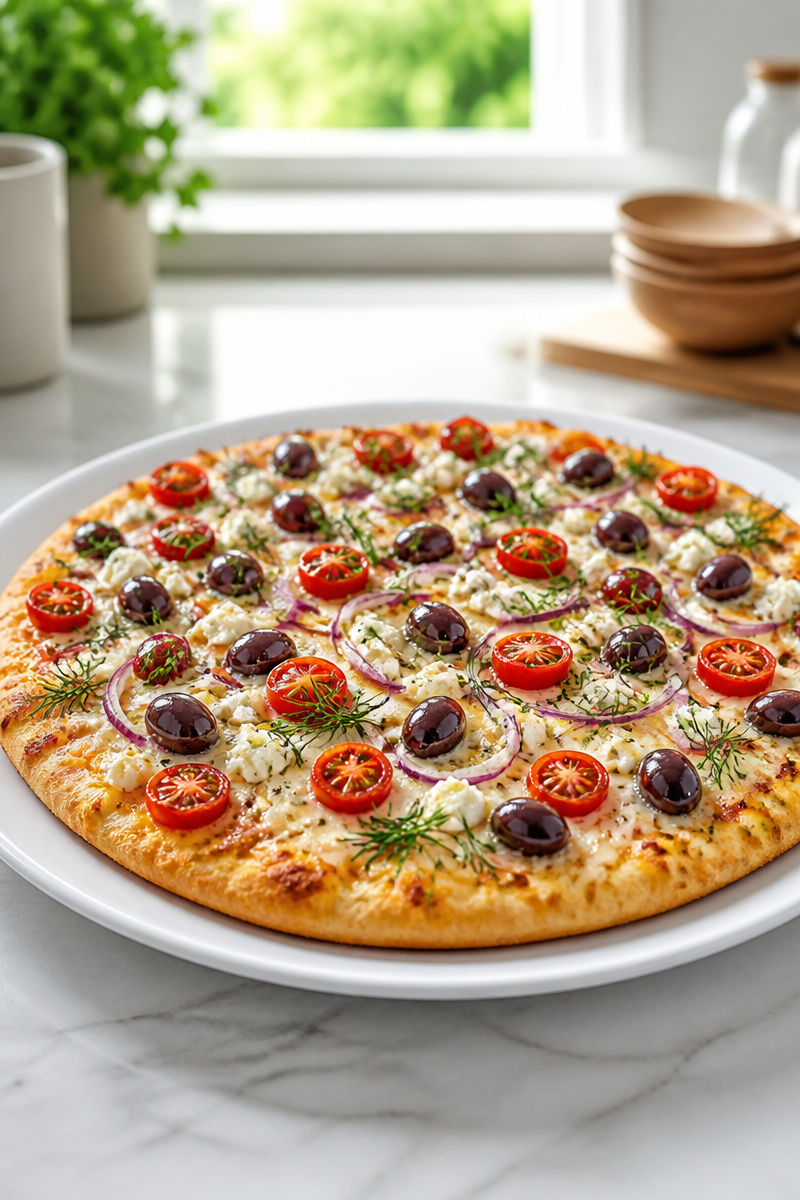Greek Style Pizza Feta Olive Greek Style Pizza Feta Olive