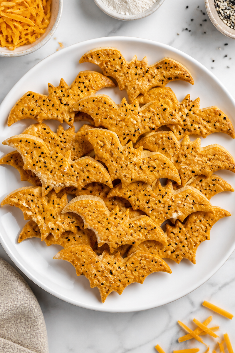 Halloween Bat Wing Cheese Cracker