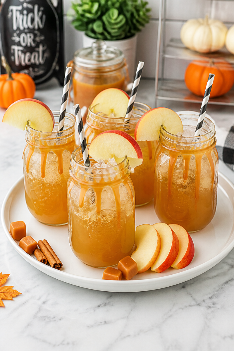 Halloween Caramel Apple Mocktail Drink