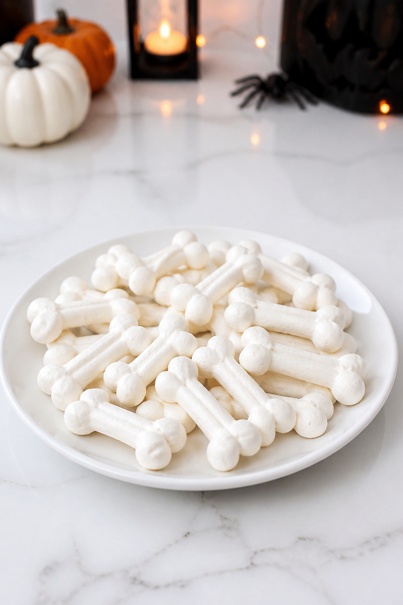 Halloween Skeleton Bone Meringue Cookies