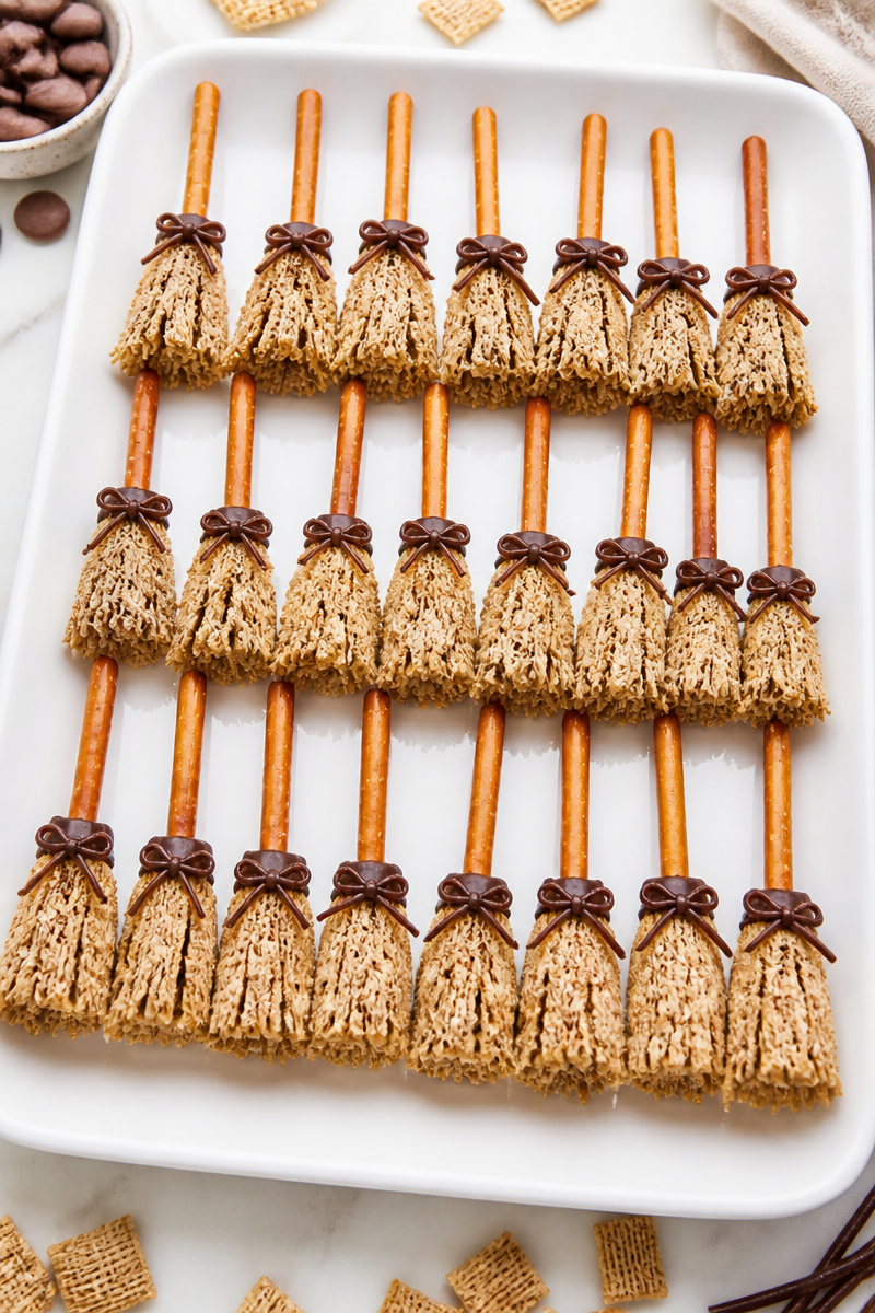 Halloween Witch Broom Pretzel Cookies