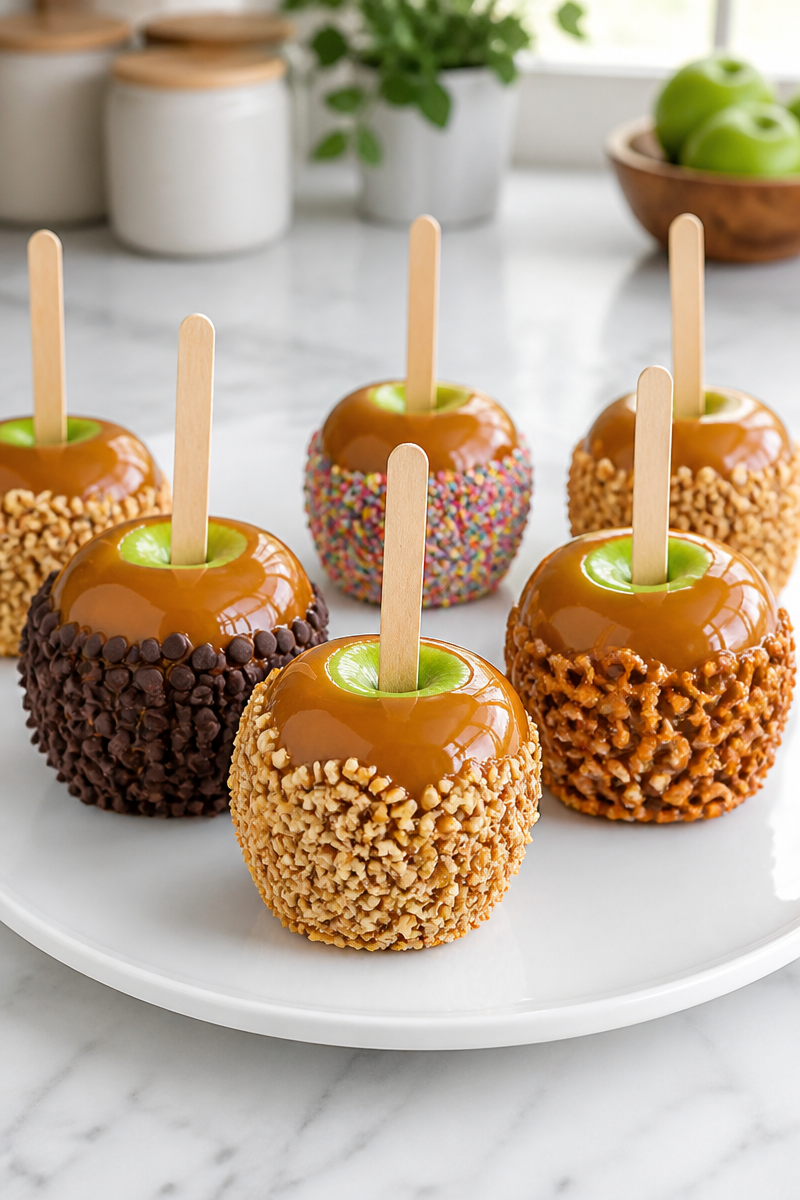 Homemade Caramel Apples With Toppings Homemade Caramel Apples With Toppings
