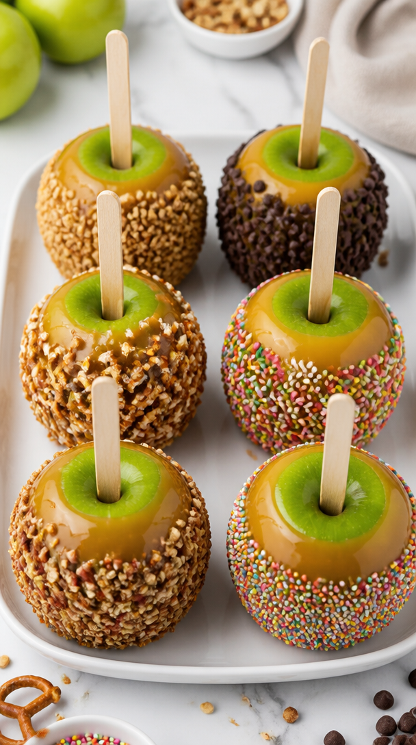 Homemade Caramel Apples With Toppings Homemade Caramel Apples With Toppings