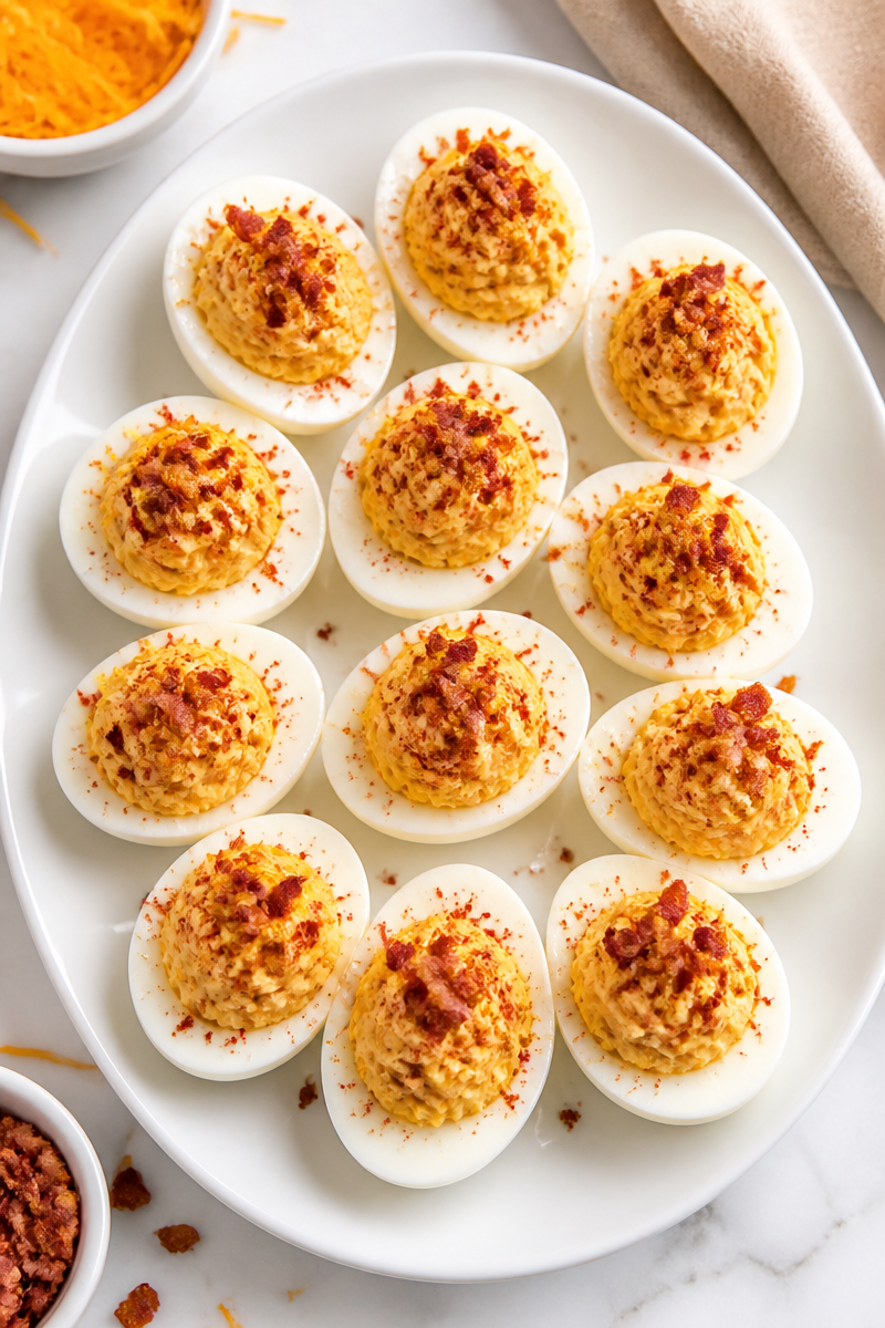 Keto Bacon Cheddar Deviled Egg Keto Bacon Cheddar Deviled Egg