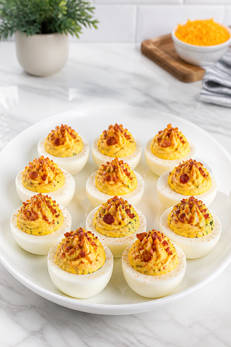 Keto Bacon Cheddar Deviled Egg Keto Bacon Cheddar Deviled Egg