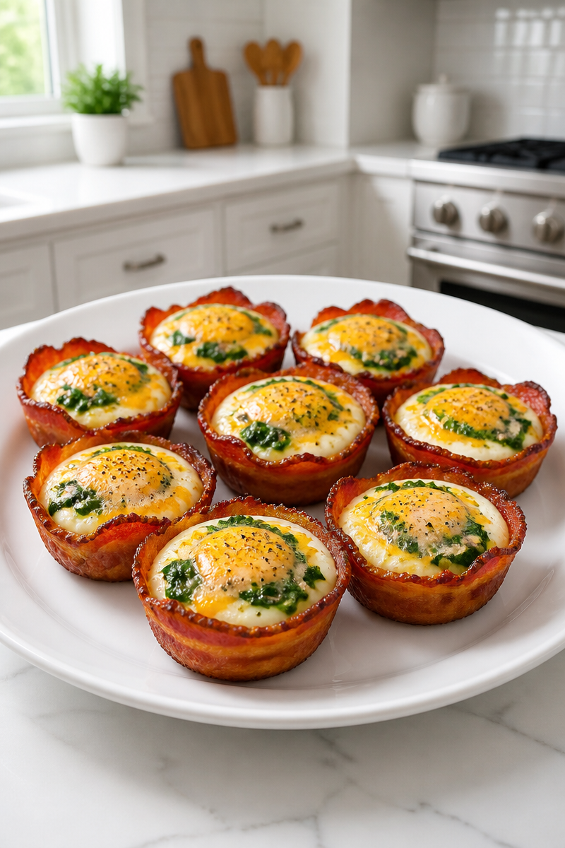 Keto Bacon Egg Cup Spinach Keto Bacon Egg Cup Spinach
