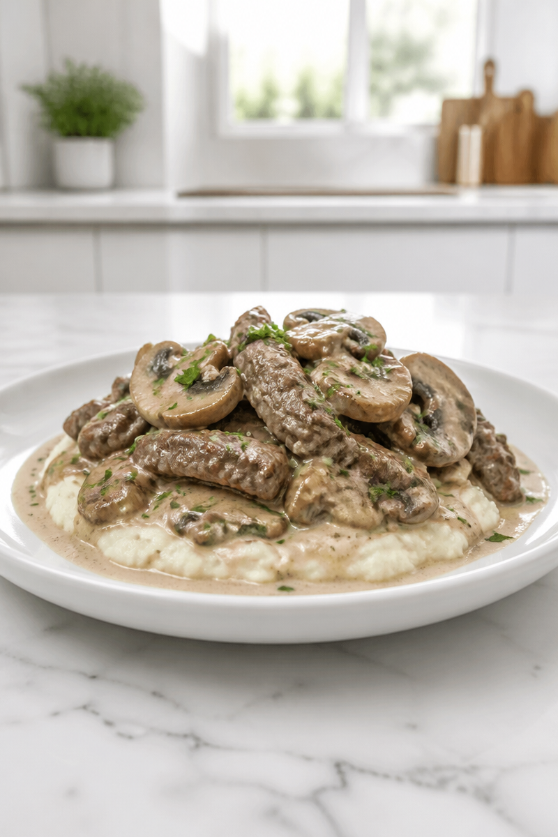 Keto Beef Stroganoff Cauliflower Mash Keto Beef Stroganoff Cauliflower Mash