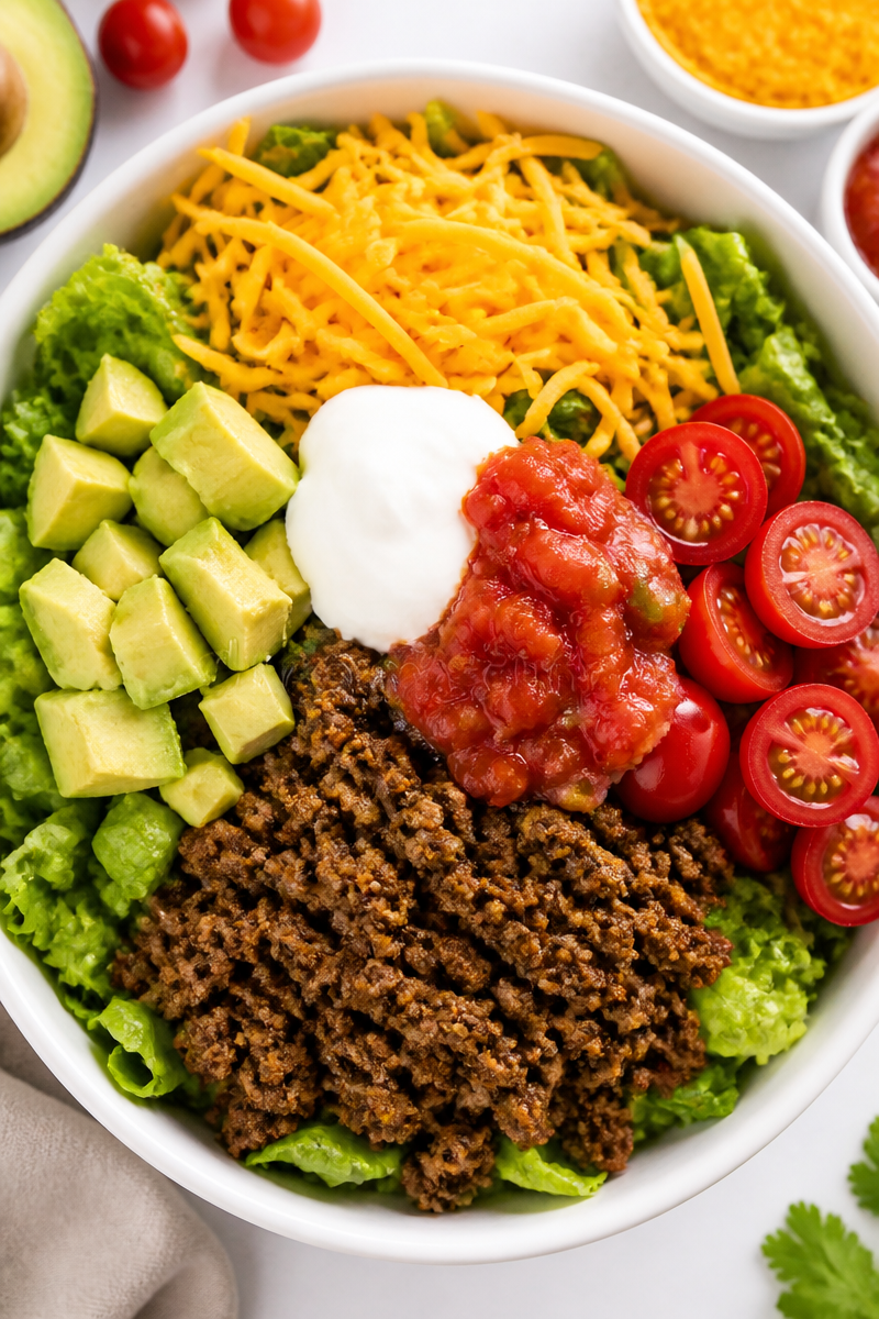 Keto Beef Taco Salad Bowl