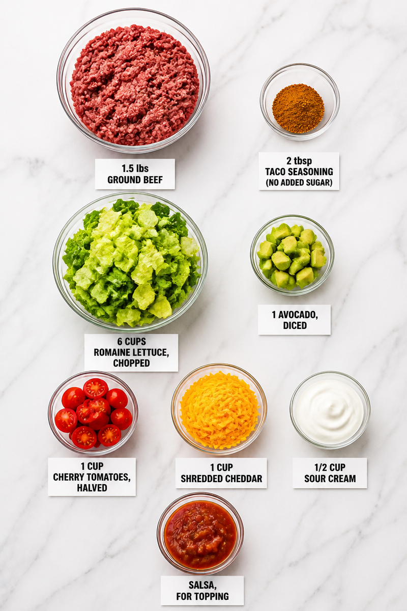 Keto Beef Taco Salad Bowl