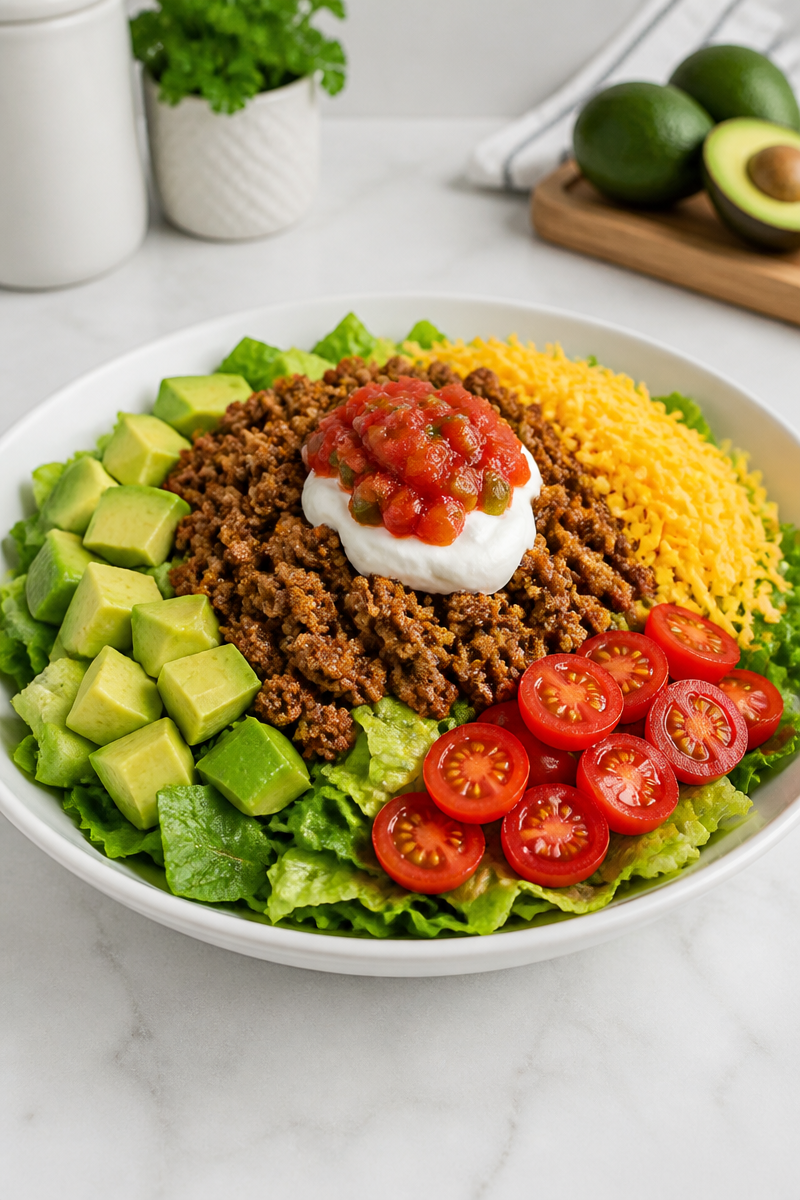 Keto Beef Taco Salad Bowl