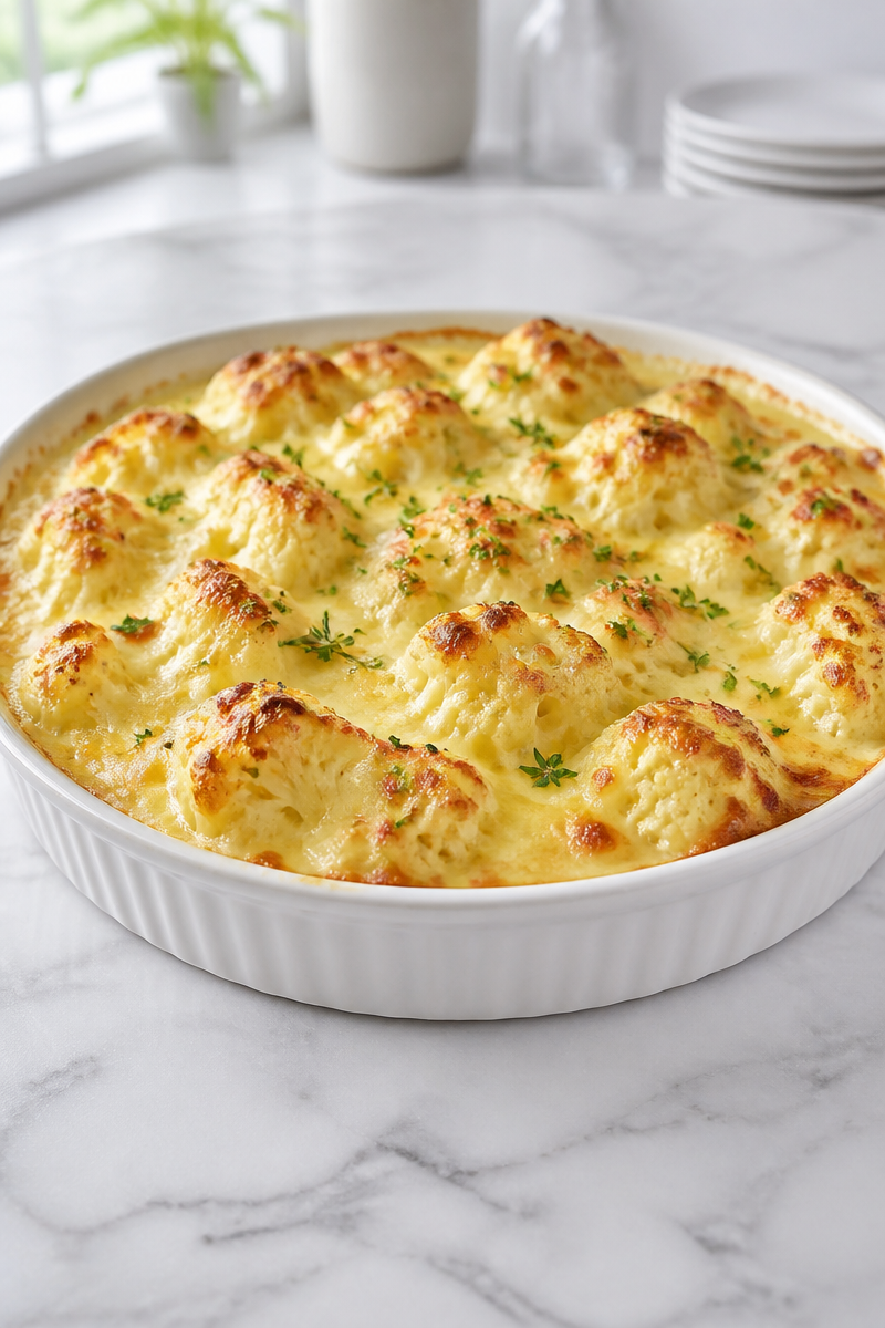 Keto Cauliflower Gratin Gruyere Cheese
