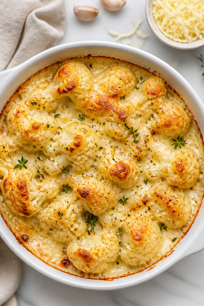 Keto Cauliflower Gratin Gruyere Cheese