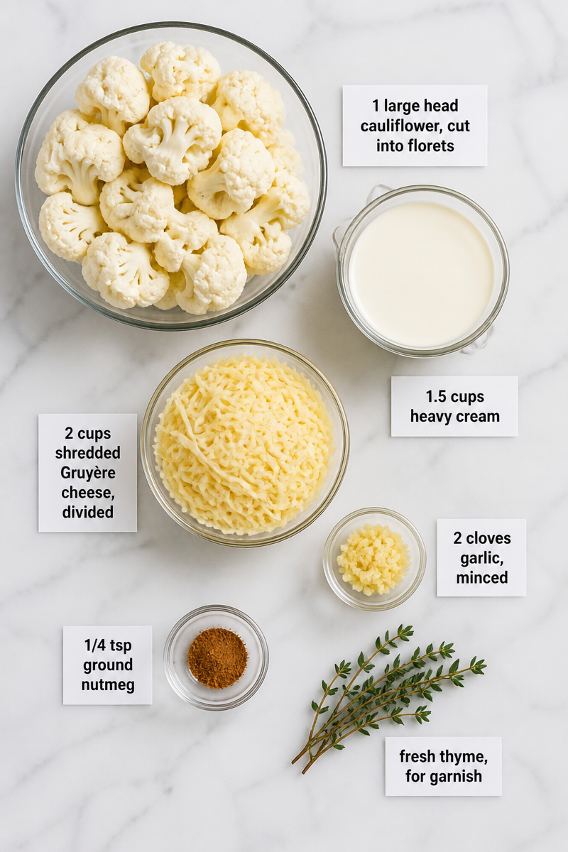Keto Cauliflower Gratin Gruyere Cheese