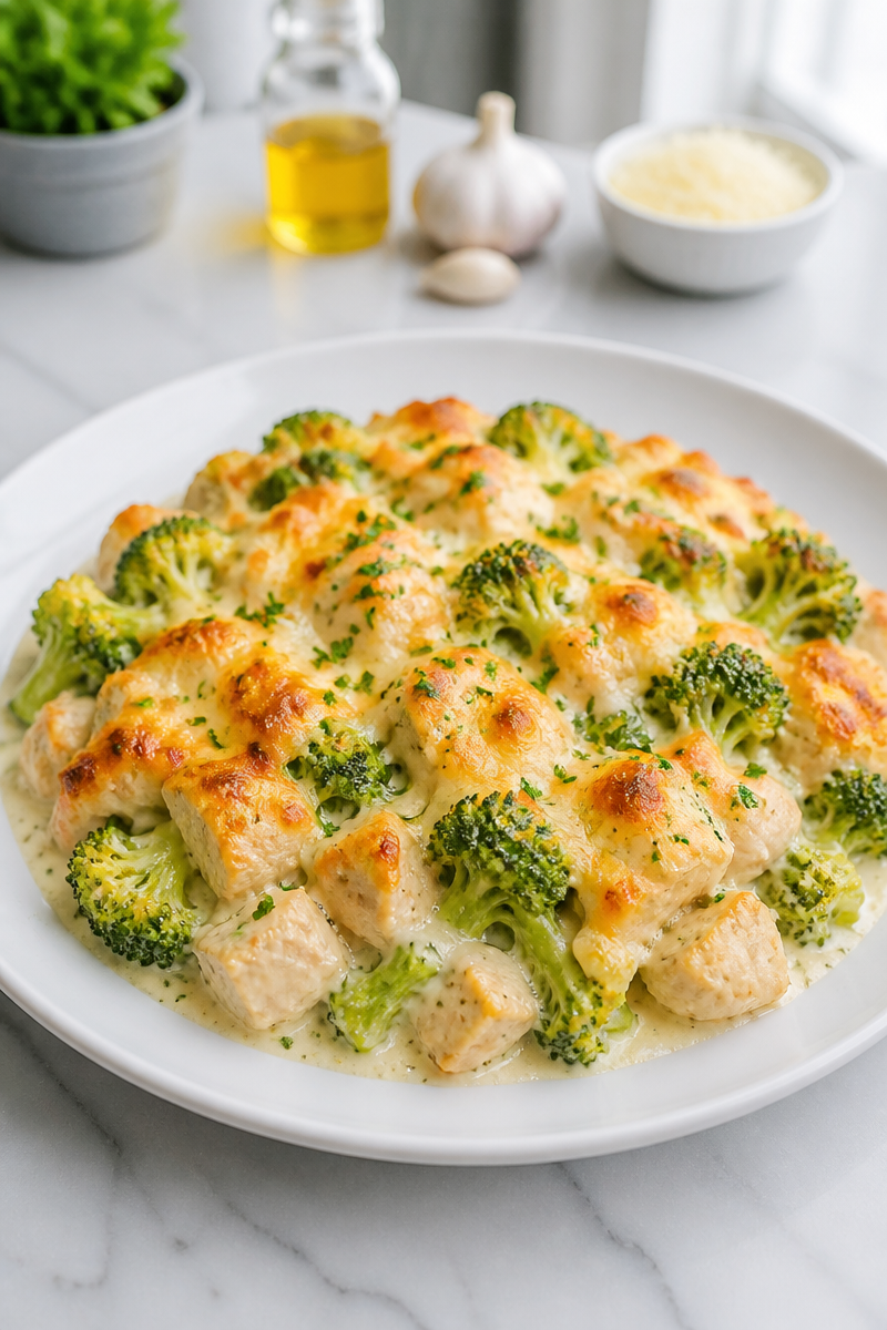 Keto Chicken Alfredo Bake Broccoli