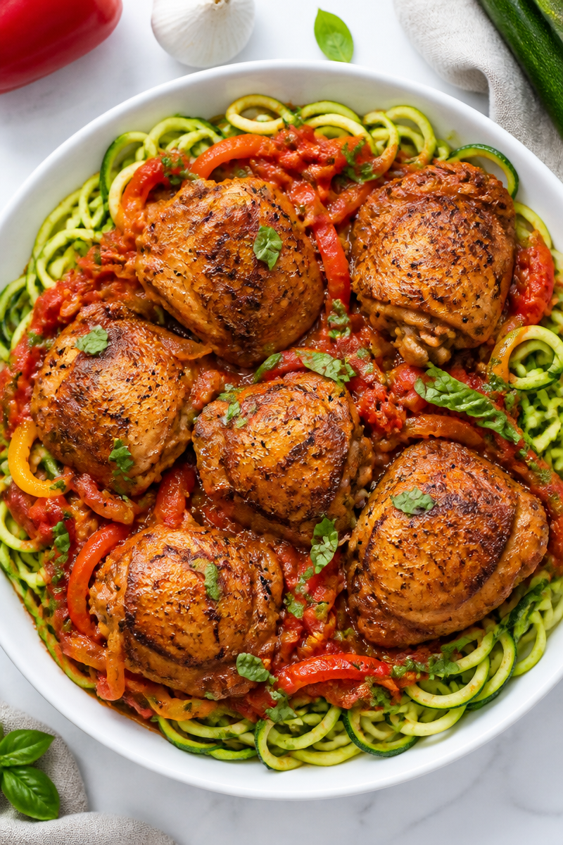 Keto Chicken Cacciatore Zucchini Noodle