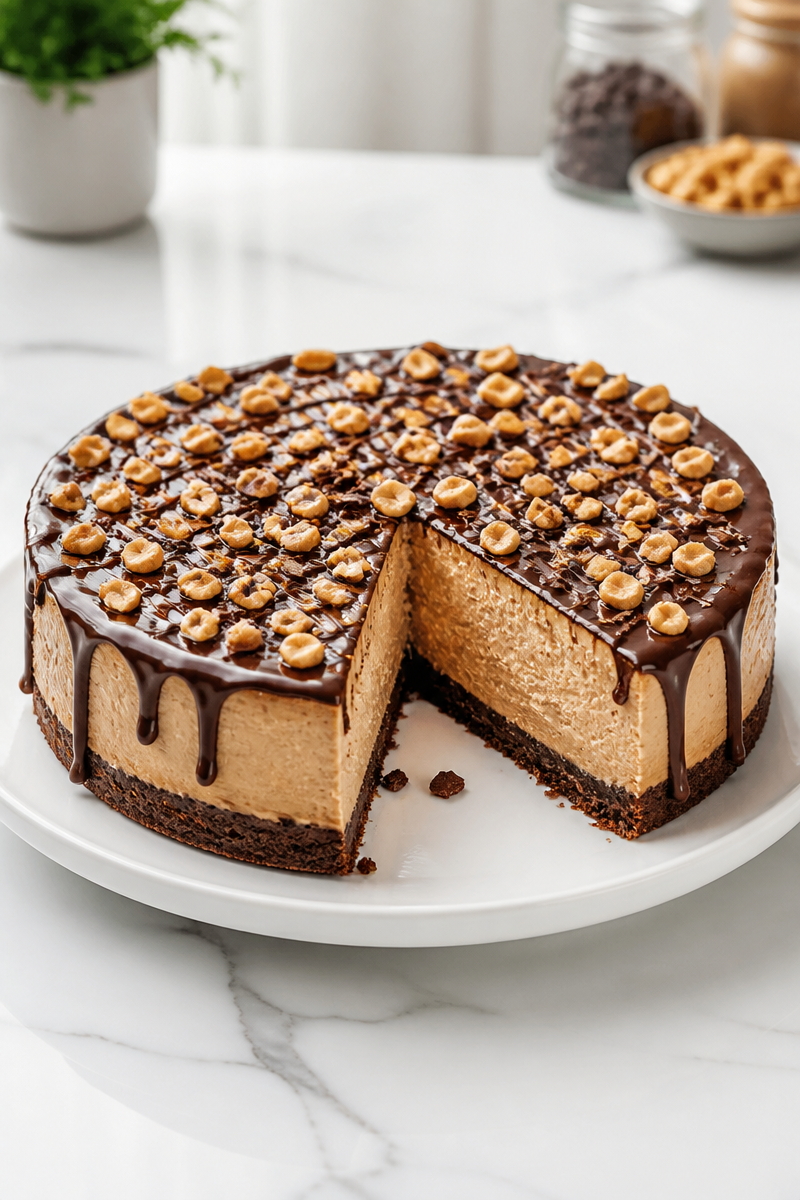 Keto Chocolate Peanut Butter Cheesecake