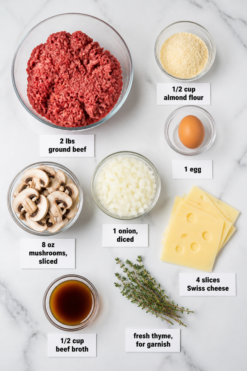 Keto Mushroom Swiss Meatloaf Skillet Keto Mushroom Swiss Meatloaf Skillet