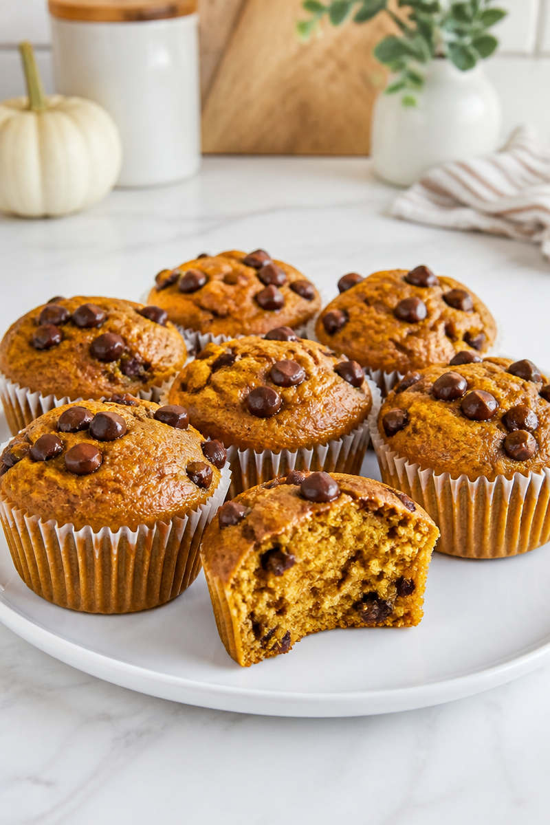 Keto Pumpkin Chocolate Chip Muffin