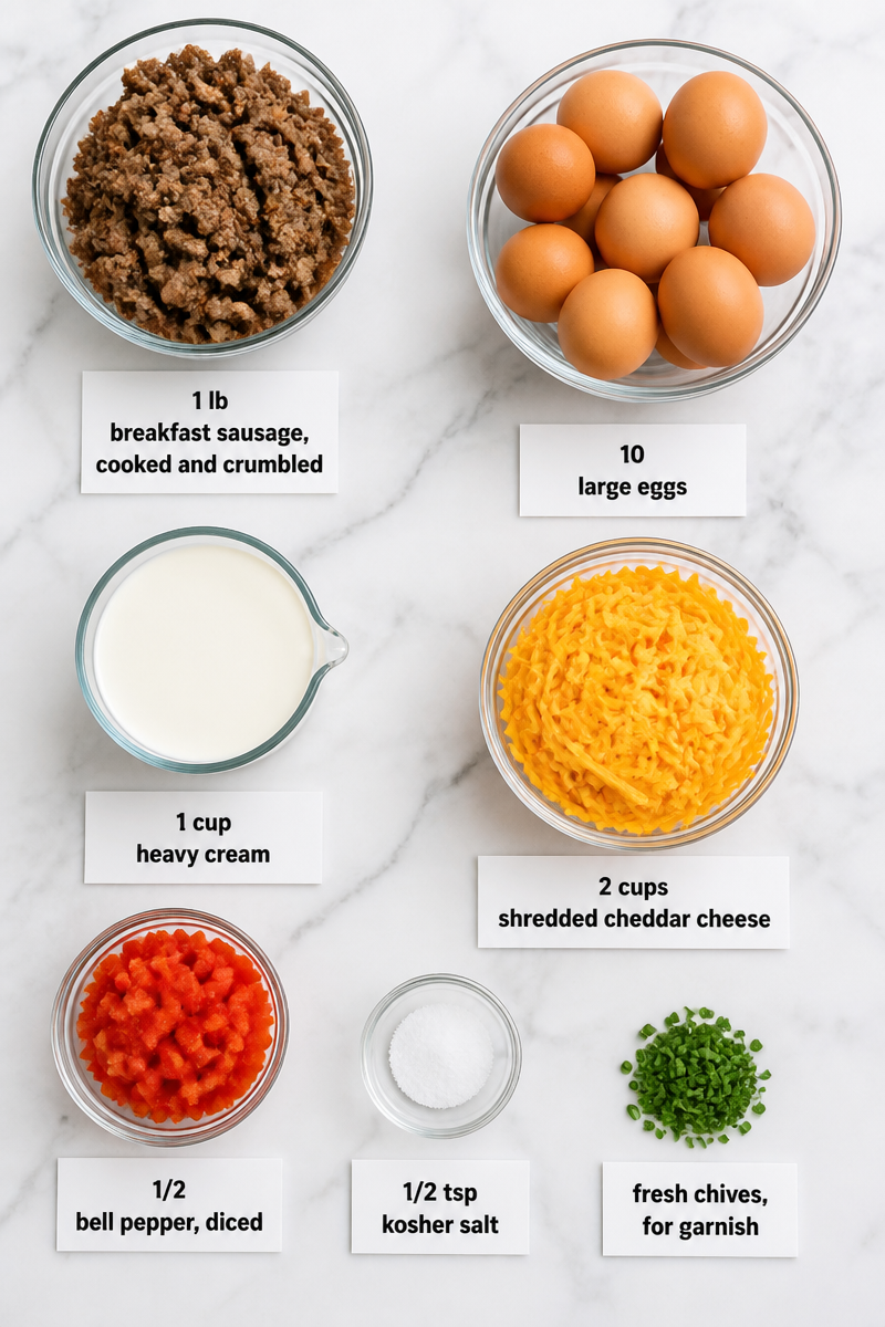 Keto Sausage Breakfast Casserole Cheddar