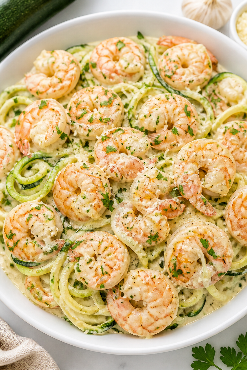 Keto Shrimp Alfredo Zucchini Noodle