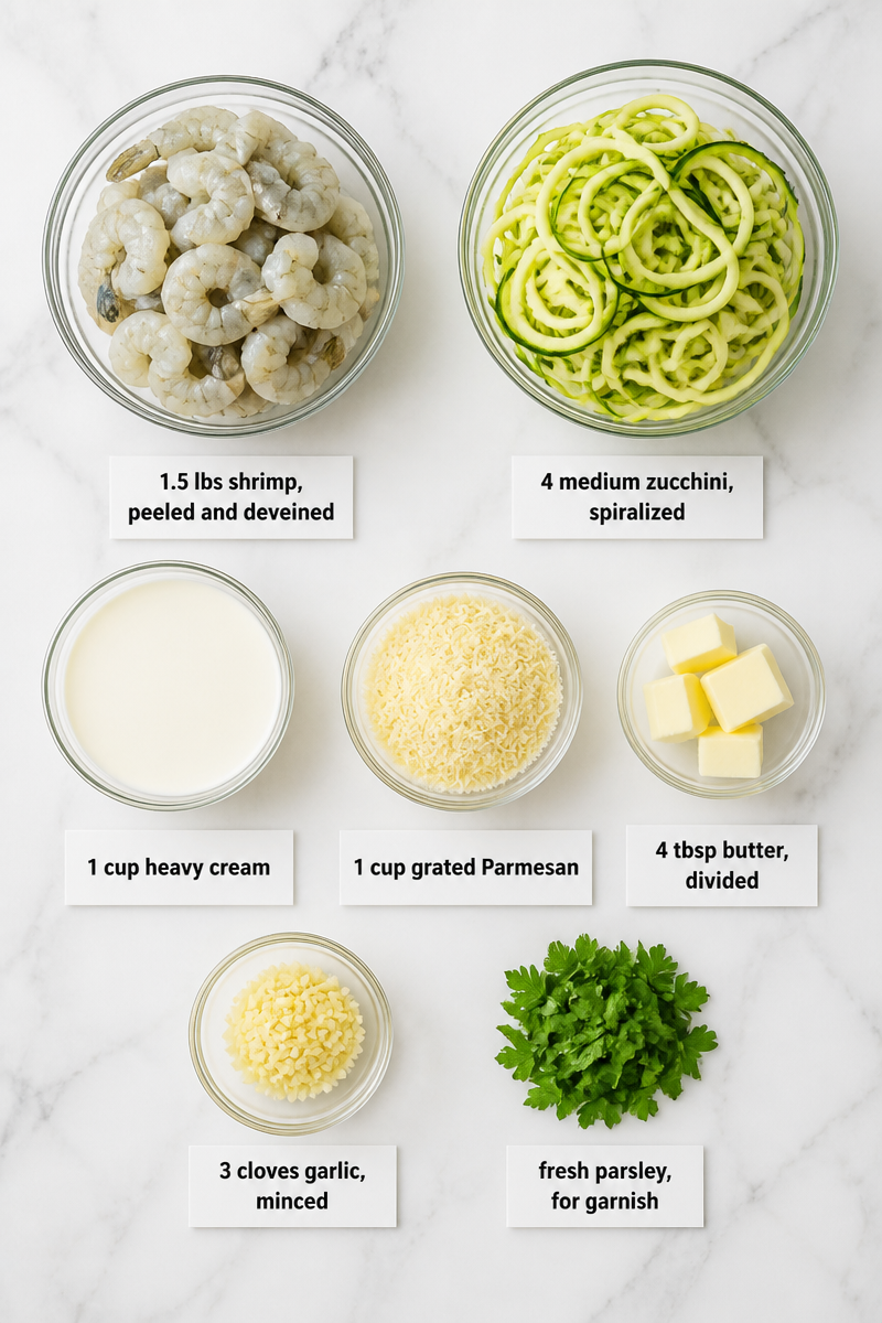 Keto Shrimp Alfredo Zucchini Noodle