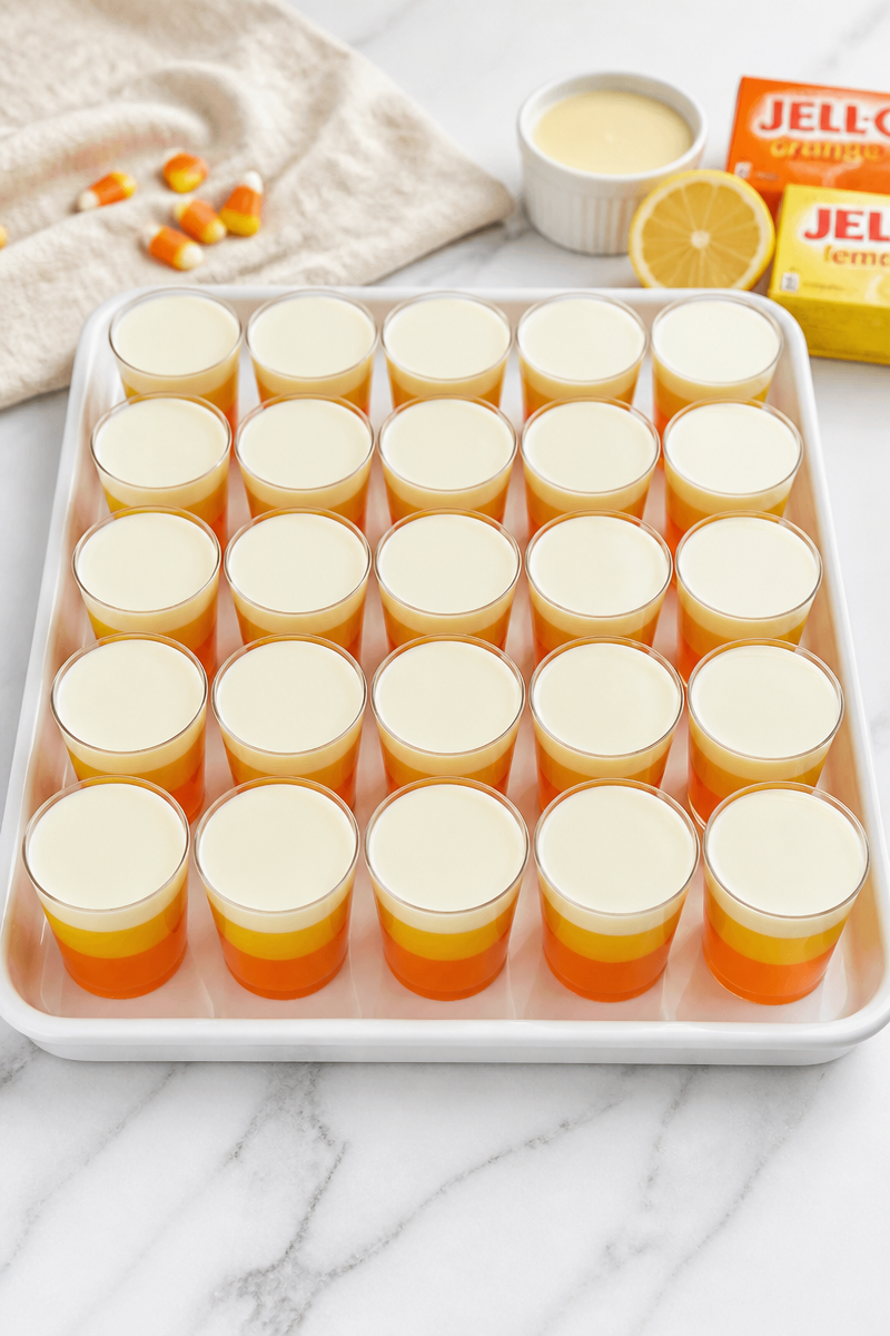 Layered Candy Corn Jello Shots
