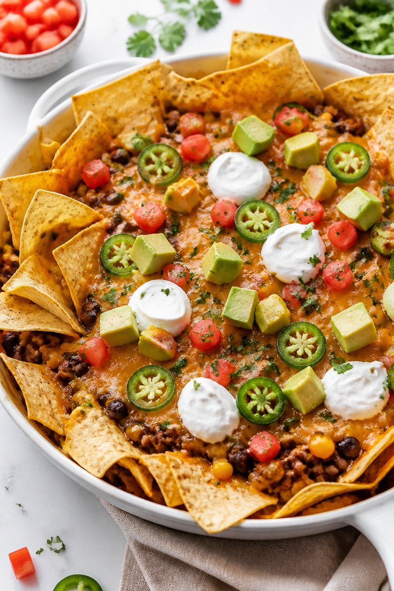 Loaded Nacho Cheese Beef Skillet