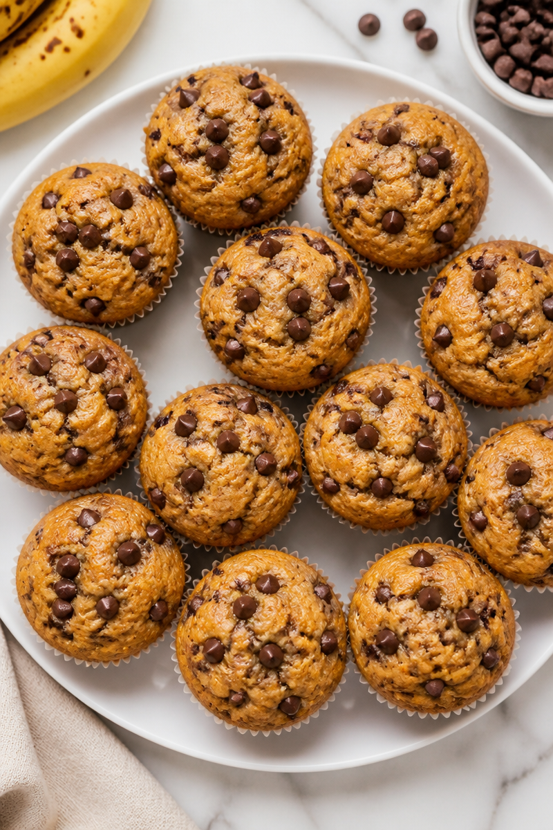 Moist Banana Chocolate Chip Muffins
