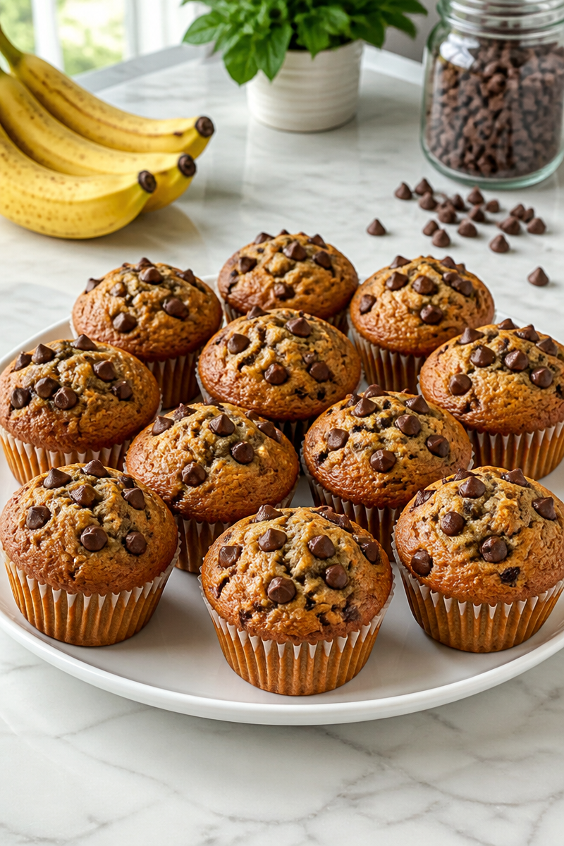 Moist Banana Chocolate Chip Muffins