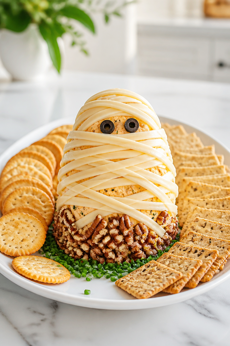 Mummy Cheese Ball Herb Wrap Mummy Cheese Ball Herb Wrap