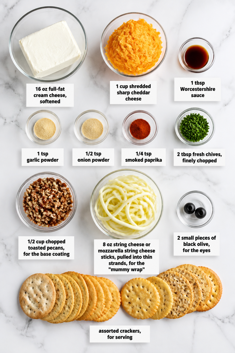 Mummy Cheese Ball Herb Wrap