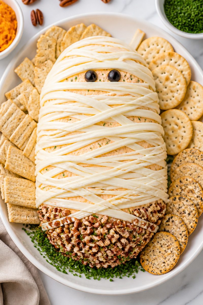 Mummy Cheese Ball Herb Wrap Mummy Cheese Ball Herb Wrap