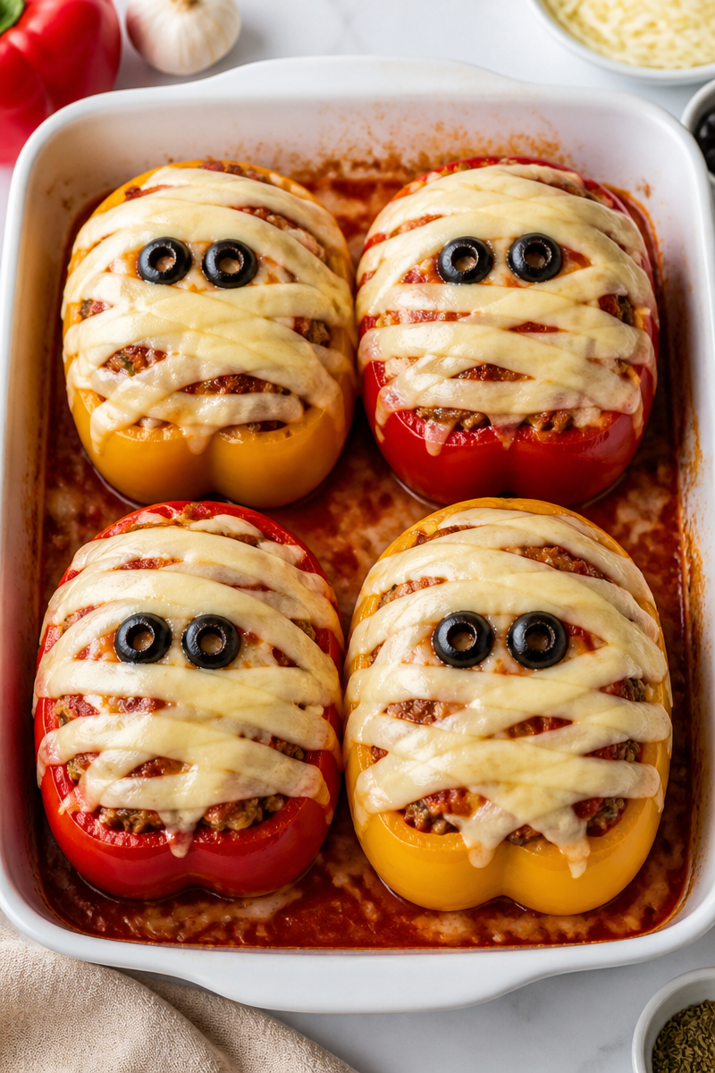 Mummy Wrapped Cheesy Stuffed Peppers Mummy Wrapped Cheesy Stuffed Peppers